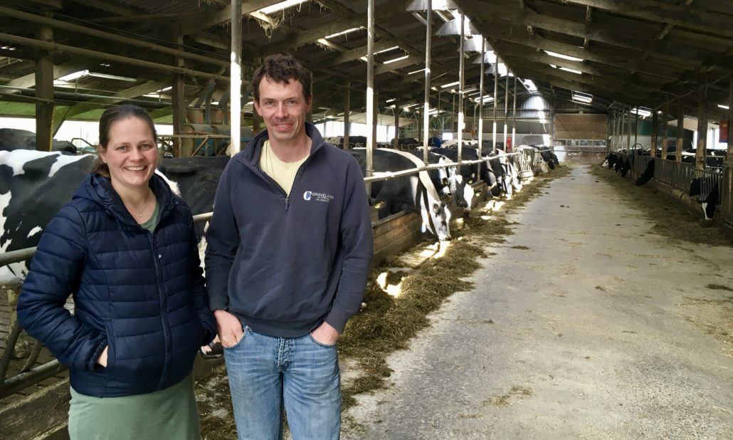 echtpaar in stal voor koeien